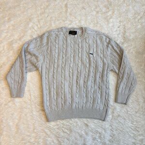 Vintage Alexander Julian Colours Creme Cable Knit Crewneck Sweater Mens Medium